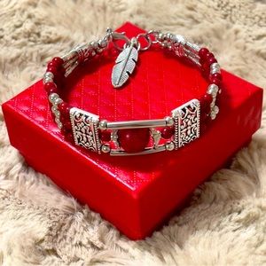 Boho Vintage red/ silver  Bracelet For Women.NWOT